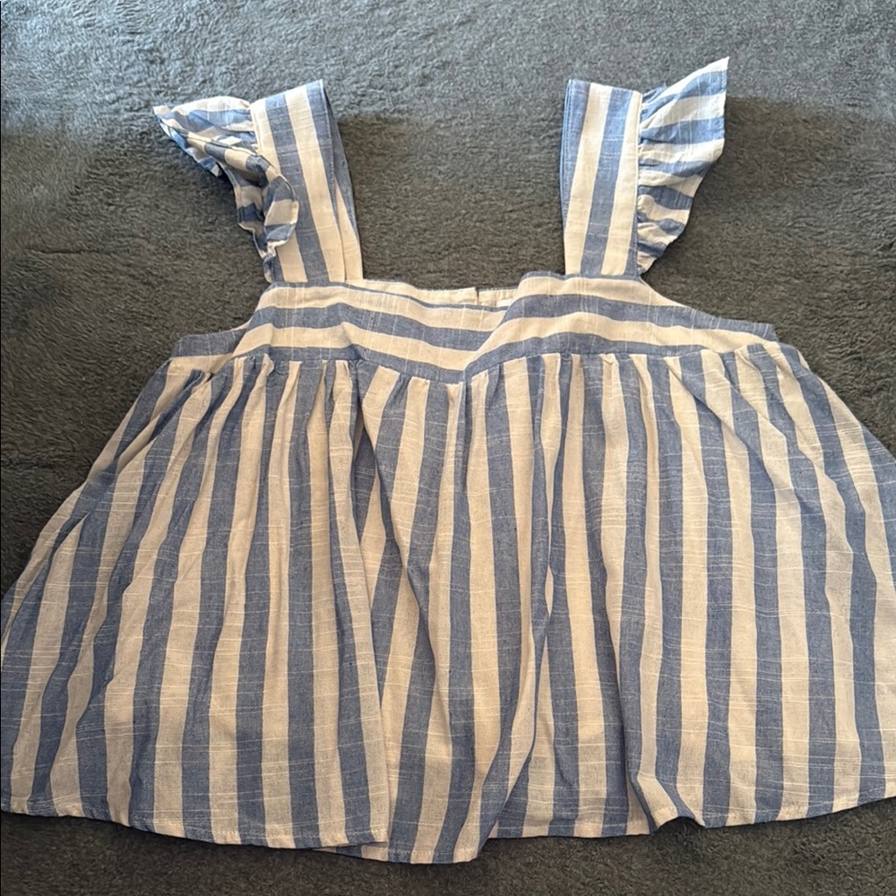 Blue and White Striped Women's Tank Top